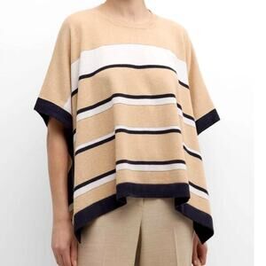 Peserico Women's Striped Chain-Trim Handkerchief Cape Size 12